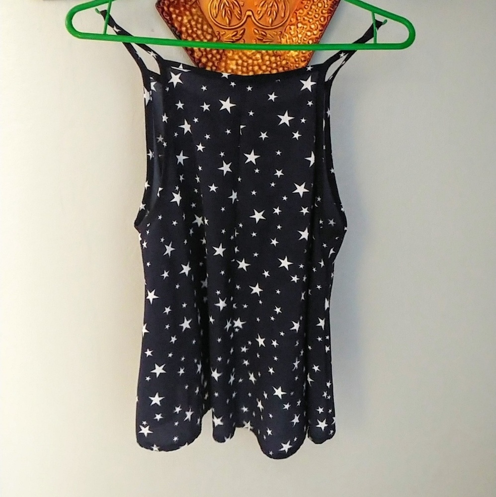 Blue & white star print tank camisole